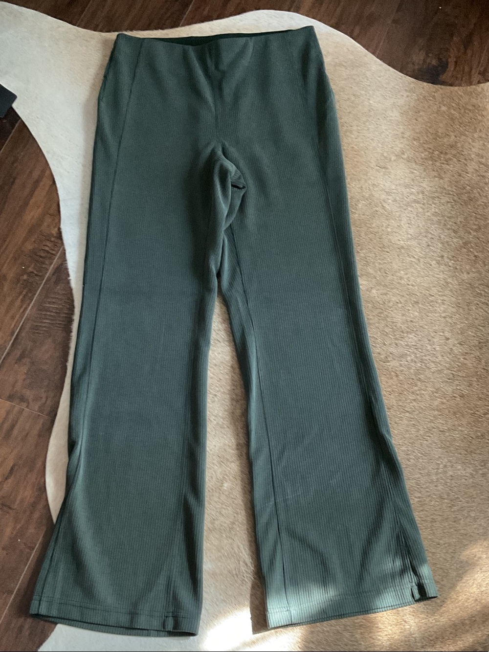 lululemon athletic Ribbed Wide-Leg Leggings in Dark Green